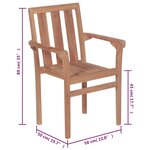 vidaXL Chaises de jardin empilables avec coussins lot de 4 Teck solide