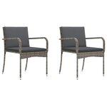 vidaXL Ensemble bistro de jardin avec coussin 3 Pièces Gris polyrotin