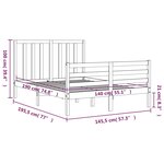 vidaXL Cadre de lit avec tête de lit blanc 140x190 cm bois massif