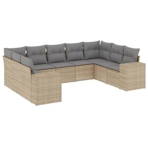 vidaXL Salon de jardin avec coussins 9 Pièces beige résine tressée