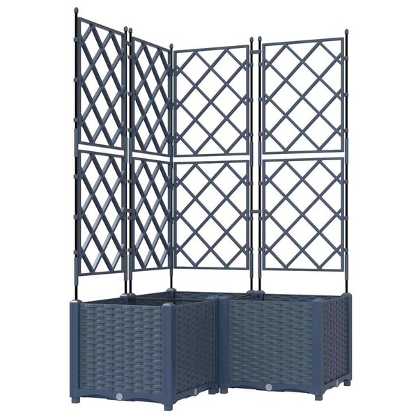 vidaXL Planteur de jardin avec treillis 3 Pièces gris 80x80x143 cm