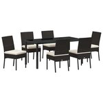 vidaXL Ensemble de salle à manger pour jardin 7 Pièces Noir Poly rotin