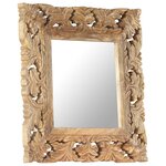 vidaXL Miroir sculpté à la main Marron 50x50cm Bois de manguier massif