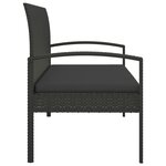 vidaXL Banc de jardin avec coussin noir 105 cm résine tressée