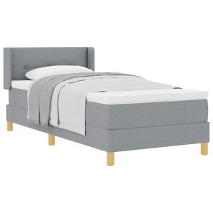vidaXL Lit à ressorts avec matelas Gris clair 190 x 90 cm tissu