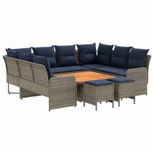 vidaXL Ensembles de meubles 8 Pièces Gris et bleu marine Rotin PE