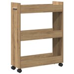 Cabinet roulant vidaXL chêne artisanal 60x22x79 cm en bois d'ingénierie