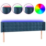 vidaXL Tête de lit à LED Bleu foncé 183x16x78/88 cm Velours