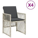 vidaXL Chaises de jardin avec coussins lot de 4 gris clair poly rotin