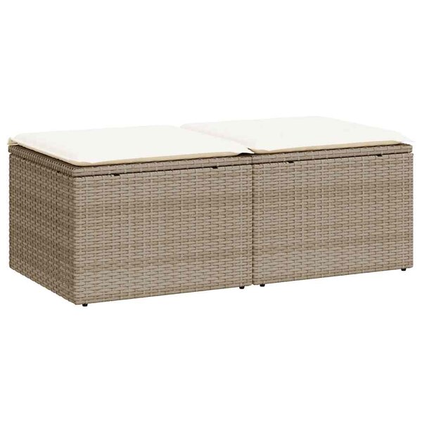 vidaXL Salon de jardin avec coussins 2 Pièces beige résine tressée acacia