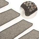 vidaXL Tapis d'escalier autocollants 15 Pièces 65x21x4 cm Gris et beige