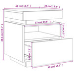 vidaXL Armoires de chevet avec lumières LED 2 Pièces blanc 40x39x48 5 cm