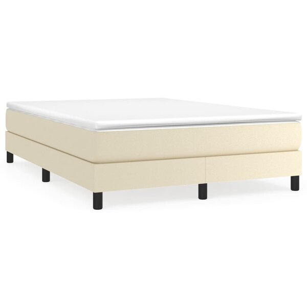 vidaXL Lit à sommier tapissier avec matelas Crème 140x200cm Similicuir
