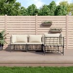 vidaXL Salon de jardin 4 Pièces avec coussins anthracite résine tressée