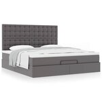 vidaXL Cadre de lit ottoman avec matelas gris 180x200 cm similicuir