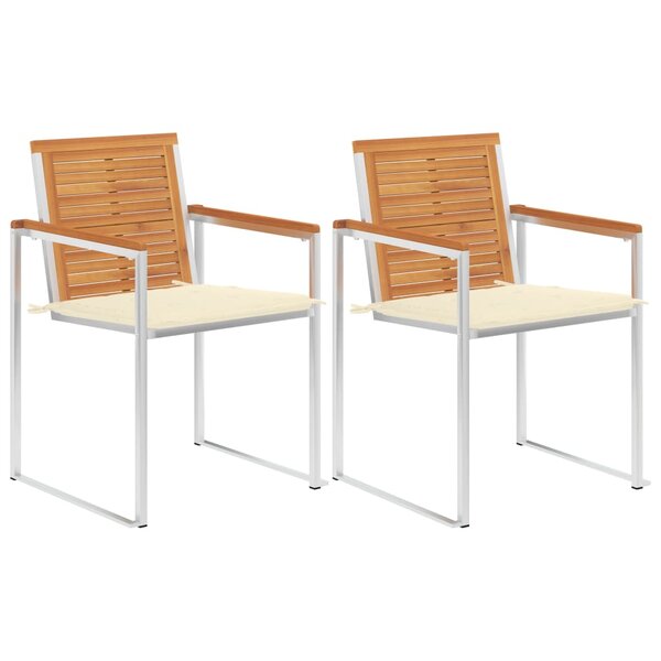 vidaXL Chaises de jardin avec coussins 2 Pièces Acacia solide et acier