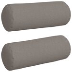 vidaXL Coussins d'accent 2 Pièces Taupe Ø 25 x 70 cm tissu