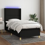 vidaXL Sommier à lattes de lit matelas et LED Noir 80x200cm Tissu