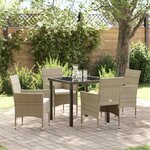 vidaXL Ensemble de salle à manger pour jardin 5 Pièces Beige Poly rotin