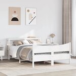 vidaXL Cadre de lit avec tête de lit blanc 135x190 cm bois pin massif
