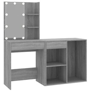 vidaXL Coiffeuse à LED avec armoire Sonoma gris Bois d'ingénierie
