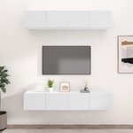 vidaXL Meubles TV 4 Pièces blanc 80x30x30 cm bois d'ingénierie