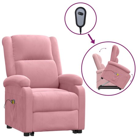 vidaXL Fauteuil de massage Rose Velours