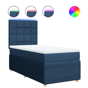 vidaXL Sommier à lattes de lit avec matelas Bleu 90x200 cm Tissu