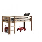 PINO  Lit Compact Pin Massif Naturel 209 x 105 x 114 cm  + Rideau et tunnel de lit Spring