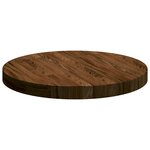vidaXL Plateau de table Marron foncé Ø 50 x 4 cm Bois de chêne massif
