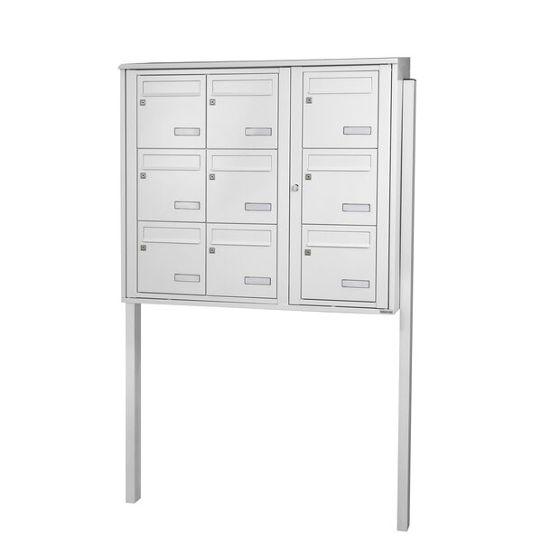 Bloc collectif Leabox 3x3 grade 3 simple face extérieur fixation sur pieds à sceller blanc neige ral 9016 finition brillante