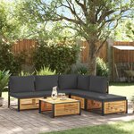 vidaXL Salon de jardin avec coussins 6 Pièces bois d'acacia solide