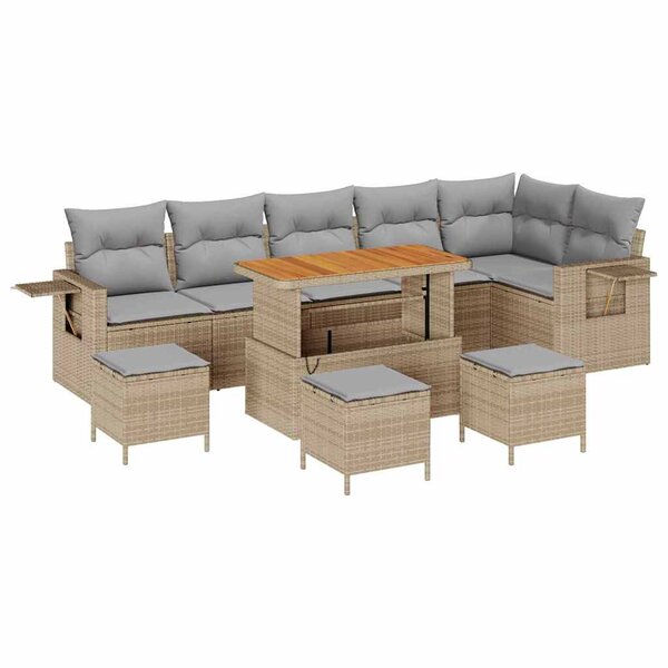 vidaXL Ensemble de canapé de jardin 10 Pièces Beige Poly rotin