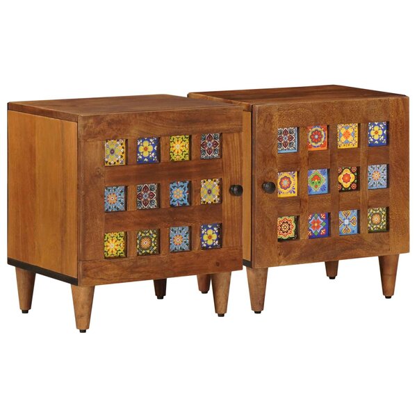 vidaXL Cabinet de chevet 2 Pièces Marron 40 x 33 x 46 cm