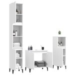 vidaXL Ensemble de meubles salle de bain 3 Pièces blanc bois d'ingénierie