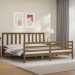 vidaXL Cadre de lit avec tête de lit marron miel 200x200cm bois massif