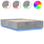 vidaXL Cadre de lit avec LED sans matelas gris béton 120x190 cm