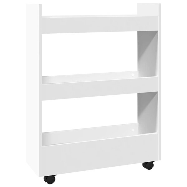 vidaXL Chariot de rangement étroit à 3 niveaux en bois d'ingénierie blanc