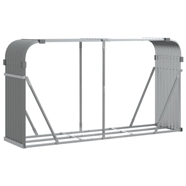 vidaXL Porte-bûches gris clair 180x45x100 cm acier galvanisé