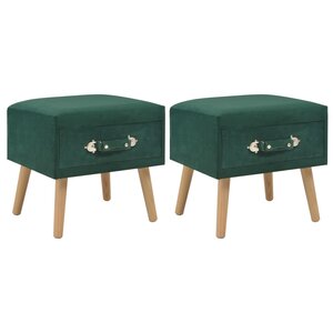 vidaXL Tables de chevet 2 Pièces Vert 40x35x40 cm Velours