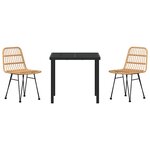 vidaXL Ensemble de salle à manger pour jardin 3 Pièces Marron Poly rotin