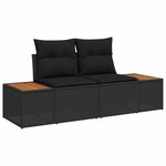 vidaXL Ensemble de canapé de jardin avec coussin 9 Pièces Noir