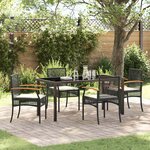 vidaXL Ensemble de salle à manger pour jardin 5 Pièces Noir polyrotin