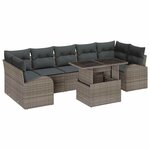 vidaXL Ensemble de canapé de jardin 8 Pièces Gris Poly Rattan