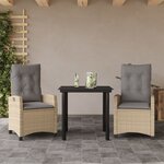 vidaXL Ensemble à manger de jardin et coussins 3 Pièces mélange beige