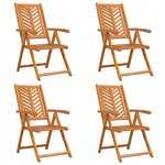 vidaXL Chaises de jardin inclinables 4 Pièces Bois massif acacia