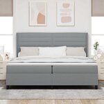 vidaXL Lit à ressorts avec matelas Gris clair 200 x 200 cm tissu