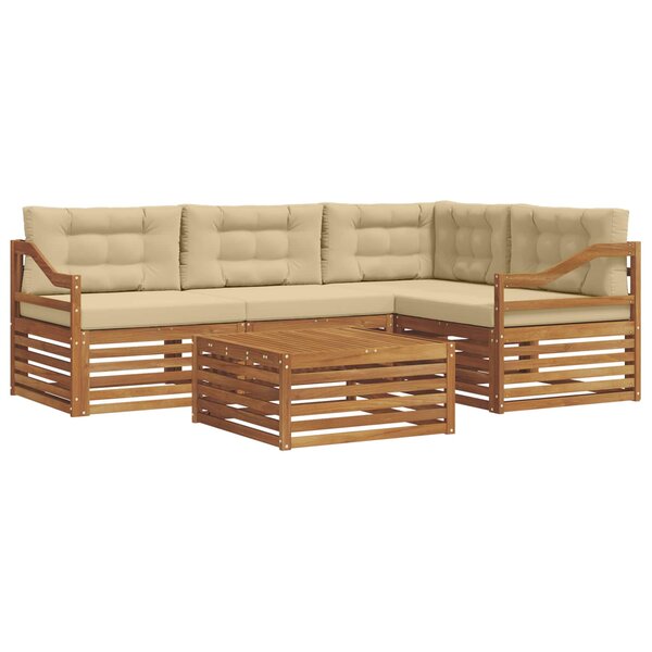 vidaXL Ensemble de canapés d'extérieur 5 Pièces Naturel et Beige