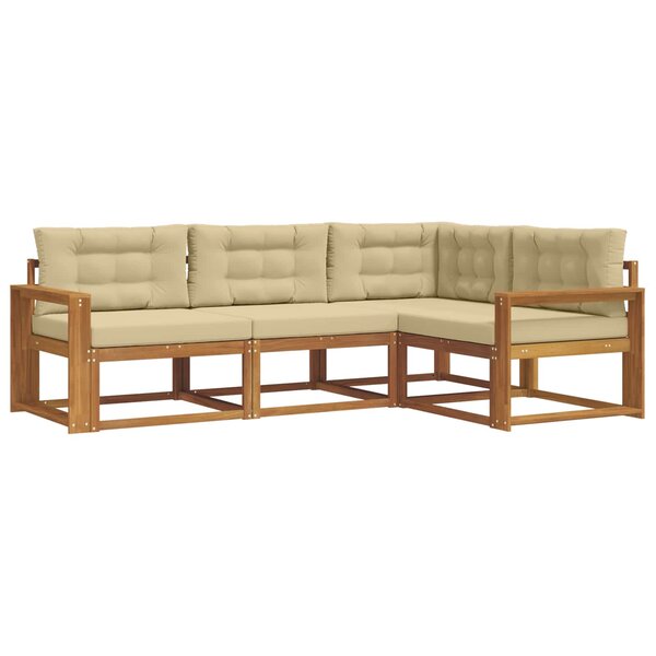 vidaXL Ensemble de canapés d'extérieur 4 pc Naturel et Beige