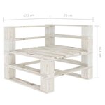 vidaXL Canapé d'angle palette de jardin avec coussins crème Bois